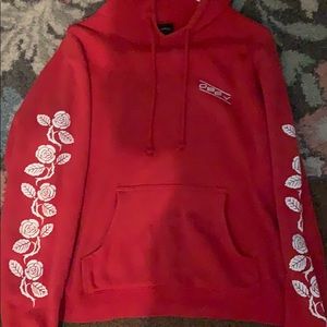 An red obey hoodie